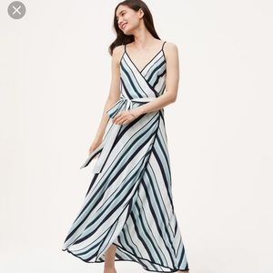 LOFT striped wrap maxi dress EUC!
